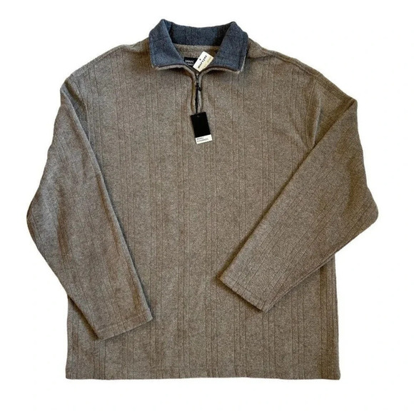 NWT Marc Edwards 1/4 Zip Brown Sweater Size Large - Picture 1 of 8